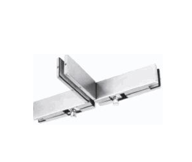 "Soporte central superior doble para batiente con porta costilla OPCION, acero inox satinado"