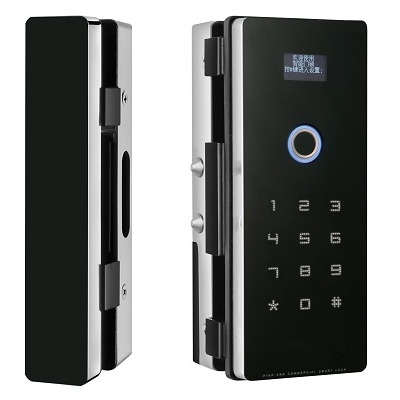 Set de Cerradura electronica para puerta de 10-12mm  incluye contra  NEGRO