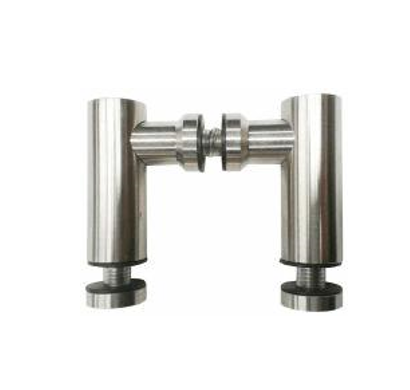 Conec. T-Pipa Doble C-C para costilla con tapas Ac. Inox 304 satinado