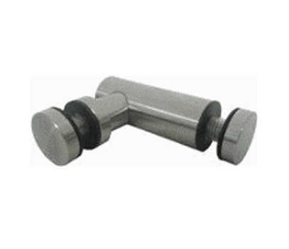 Conector Tipo Pipa 90 grados Cristal-Cristal con tapas Acero Inox 304