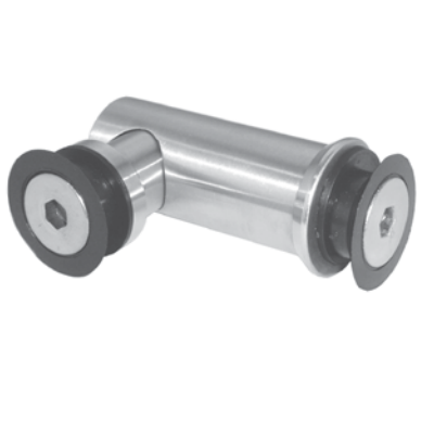 "Conector C-C 180 grados sin saque  cristal 12 mm , ac. inox 304 Negro Mate"