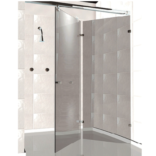 CANCEL PARA BAÑO PLEGADIZO MOD GLASS INFINITY CRISTAL T 6 MM DE 2 X 2 MTS

