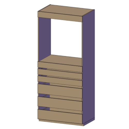 "CLOSET CON 5 CAJONES Y TUBO PARA COLGAR EN LA PARTE SUPERIOR LINEA ECONOMICA, FRENTE 93 CMS "