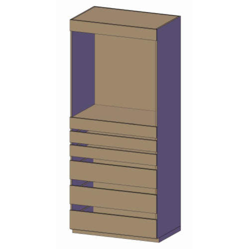 "CLOSET 5 CAJONES Y TUBO PARA COLGAR EN LA PARTE SUPERIOR LINEA DE LUJO, ILUMINACION LED, FRENTE 93 CMS"
