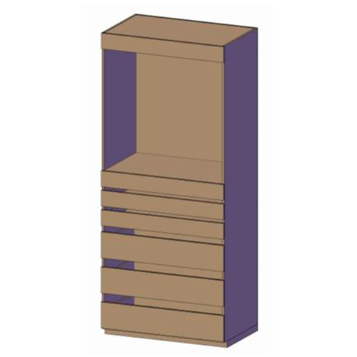 "CLOSET CON 5 CAJONES Y TUBO PARA COLGAR EN LA PARTE SUPERIOR LINEA MEDIA, FRENTE 93 CMS "