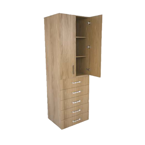 CLOSET CON CAJONERA DE 5 VERTICAL 2 PUERTAS EN PANELART FRENTE 75 CMS FONDO 58 CMS ALTURA 215 CMS EN COLOR