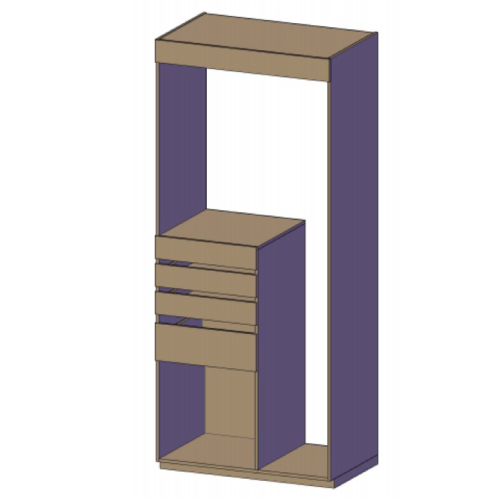 "CLOSET CON 2 CAJONES, PANTALONERA Y TUBO PARA COLGAR EN LA PARTE SUPERIOR, SECCION PARA LARGOS, LINEA ECONOMICA, FRENTE DE 63 CMS"
