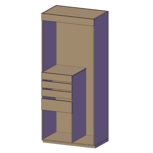 "CLOSET CON 2 CAJONES, PANTALONERA Y TUBO PARA COLGAR EN LA PARTE SUPERIOR, SECCION PARA LARGOS, LINEA MEDIA, FRENTE DE 63 CMS"